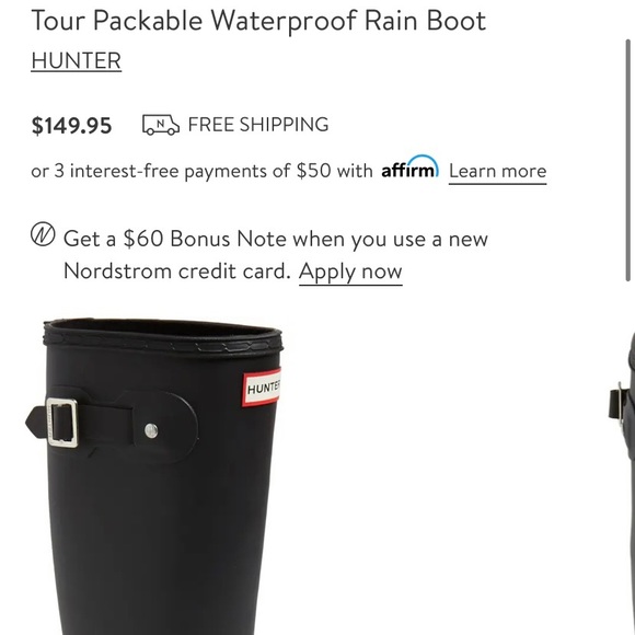 Hunter Tour Packable Waterproof Rain Boots Size 8 - Picture 6 of 6